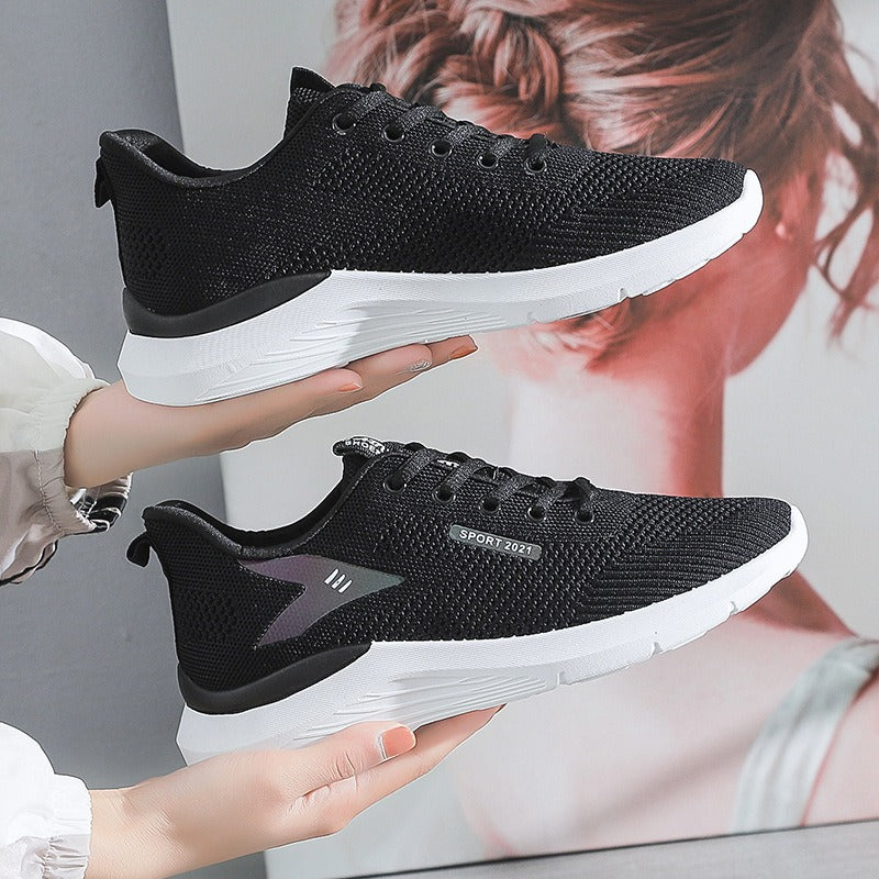 Women's Flying Woven Sneakers New Breathable Casual Shoes Fashion Korean Running Shoes - House of Cardwell