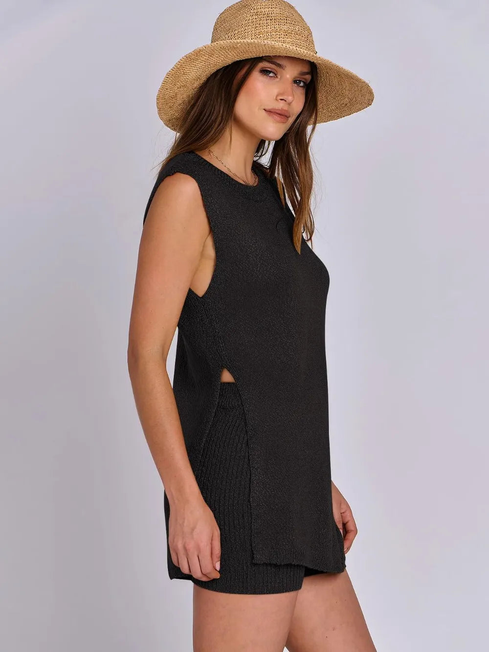 The New Spring and Summer Casual Knitted Sleeveless Short Set eprolo