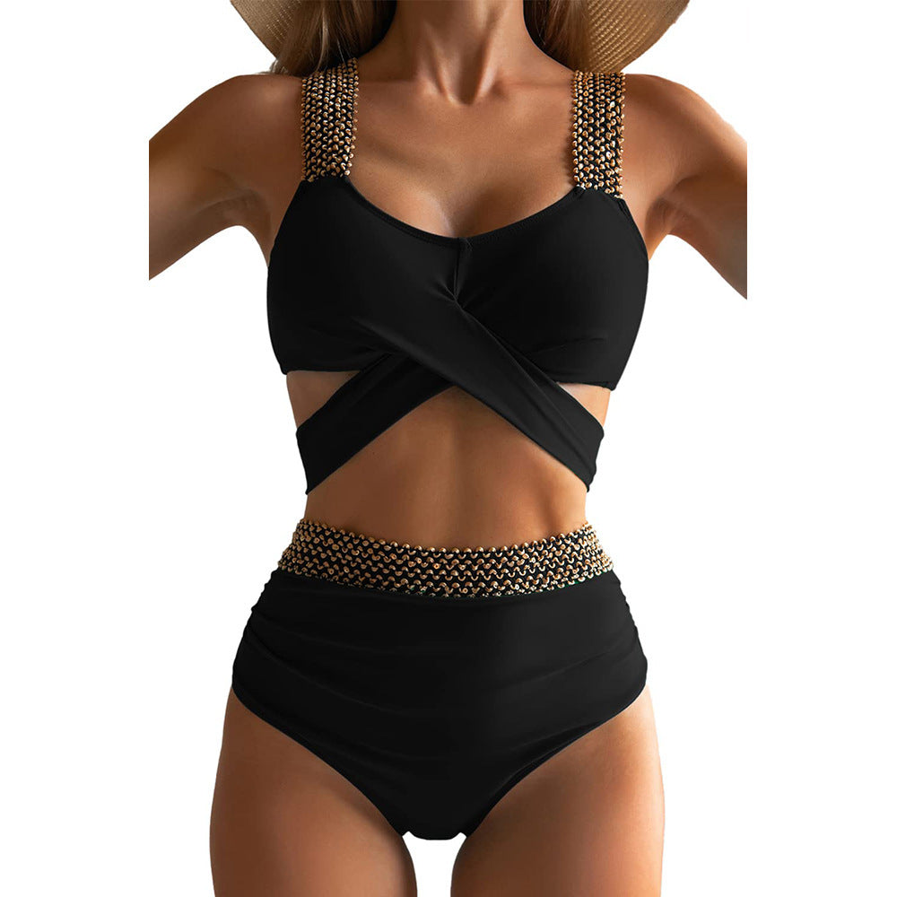 Ready for the Beach Cross Backless Bikini Swimsuit by The H.O.C. Collection eprolo