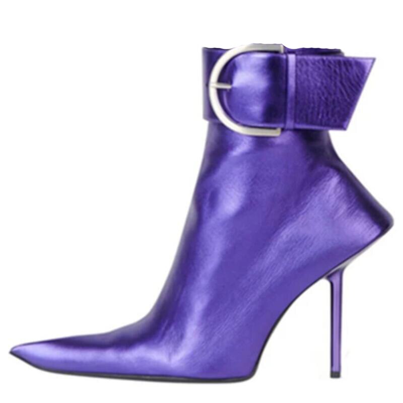 New Brand Sexy Women's Ankle Boots Thin High Heel Pointed Toe Fashion Zipper Short Boots Party Shoes Black Green Big Size - House of Cardwell
