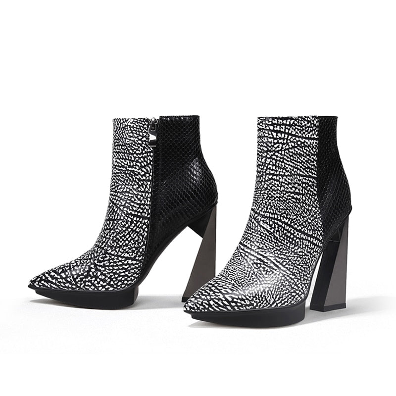 Women Boots Genuine Leather Pointed Toe 11cm High Heels Brand Designer Women Shoes - House of Cardwell
