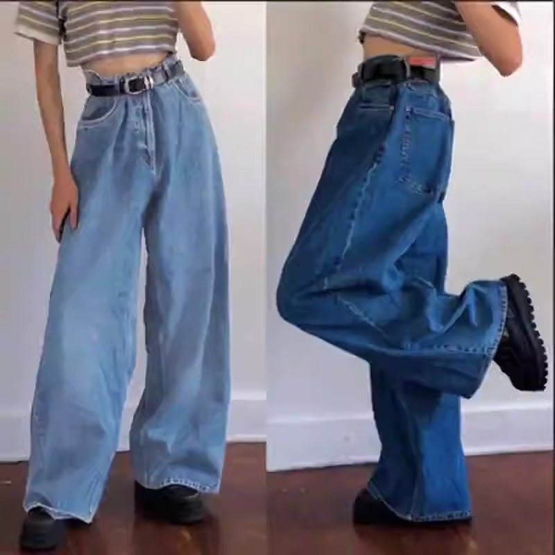 European and American Instagram Trendy Wide Leg Pants Cross border Exclusive Supply of Classic High Waist Denim Big Horn Pants in Stock - House of Cardwell