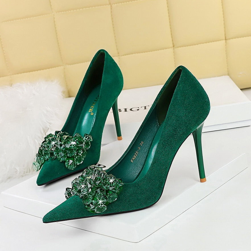 Banquet Pointed-Toe Suede Stiletto High-Heeled Shoes eprolo