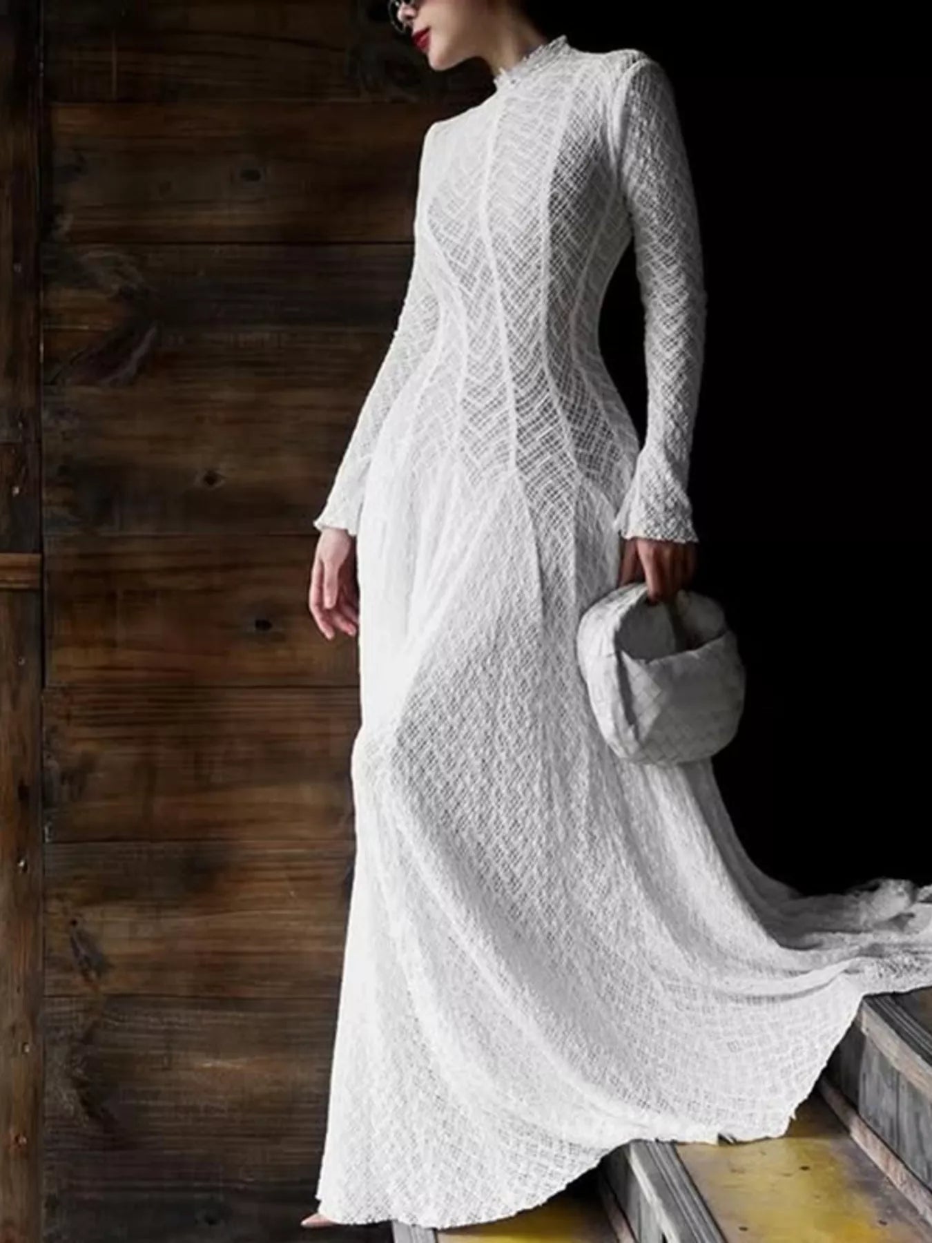 bhldn long sleeve mock neck stretch lace maxi dress Bhldn Long Sleeve Mock Neck Stretch Lace Maxi Dress