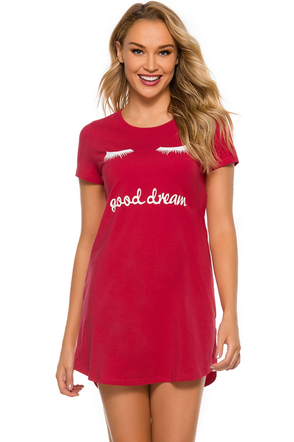 Graphic Round Neck Short Sleeve Lounge Dress - House of Cardwell