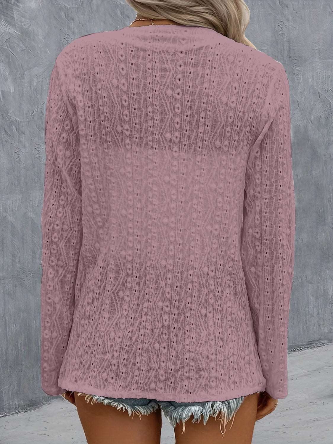Eyelet Roll-Tab Sleeve Cardigan - House of Cardwell