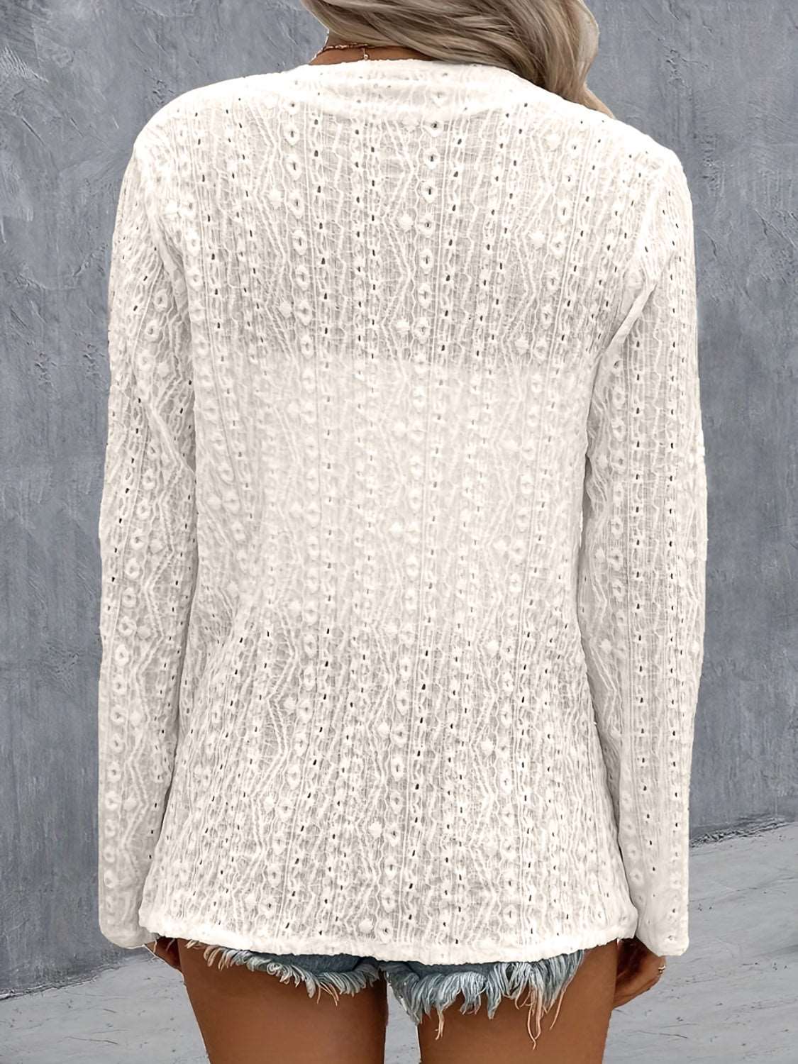 Eyelet Roll-Tab Sleeve Cardigan - House of Cardwell