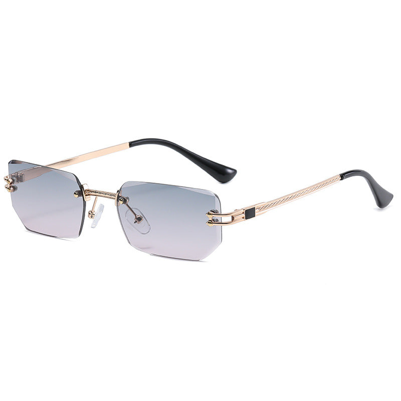 Polygon Cut Edge Rimless Sunglasses Women's Fashion Glasses Instagram Style Street Sunglasses eprolo