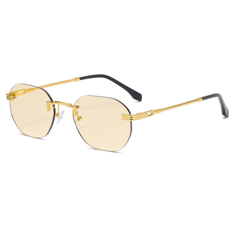 New Vintage Color Film Rimless Sunglasses For Men And Women Small Frame Street Hip-Hop Fashionable Sunglasses Trend Glasses eprolo