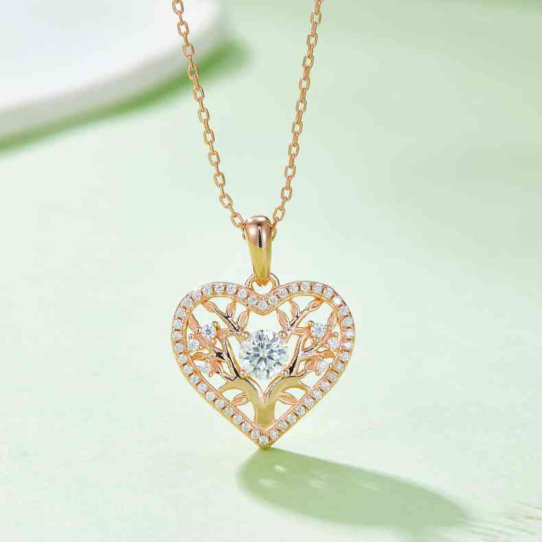 Moissanite 925 Sterling Silver Heart Shape Necklace Trendsi