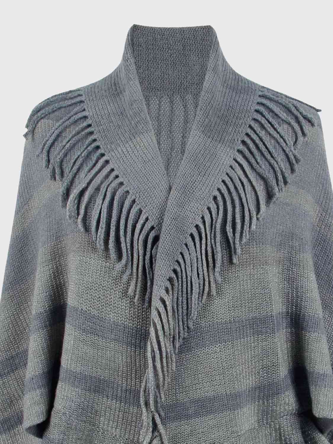 Fringe Detail Open Front Poncho - House of Cardwell