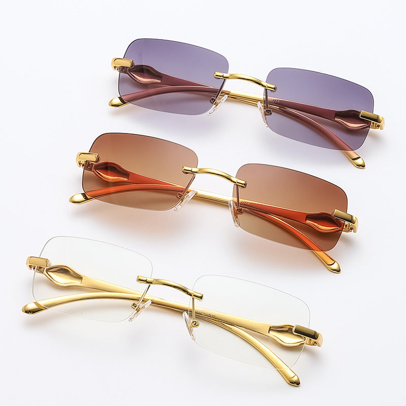 New Small Frame Small Square Glasses Metal Leopard Head Trendy Sunglasses eprolo