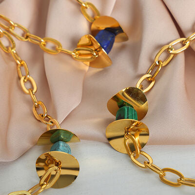 Natural Stone Pendant Titanium Steel Necklace - House of Cardwell