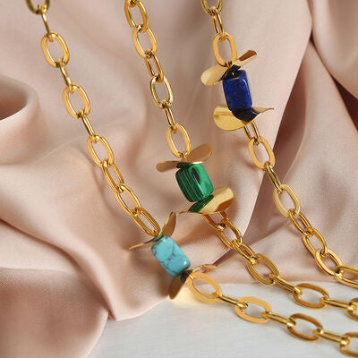 Natural Stone Pendant Titanium Steel Necklace - House of Cardwell