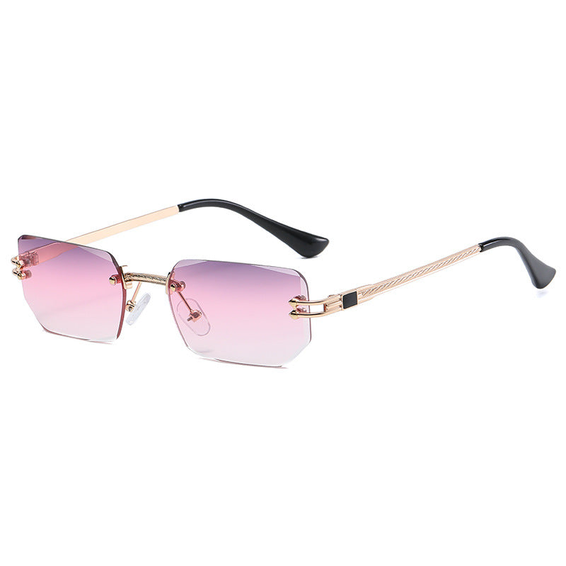 Polygon Cut Edge Rimless Sunglasses Women's Fashion Glasses Instagram Style Street Sunglasses eprolo