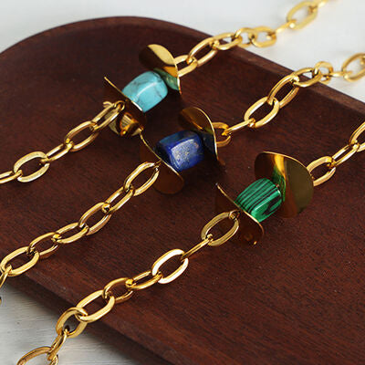 Natural Stone Pendant Titanium Steel Necklace - House of Cardwell