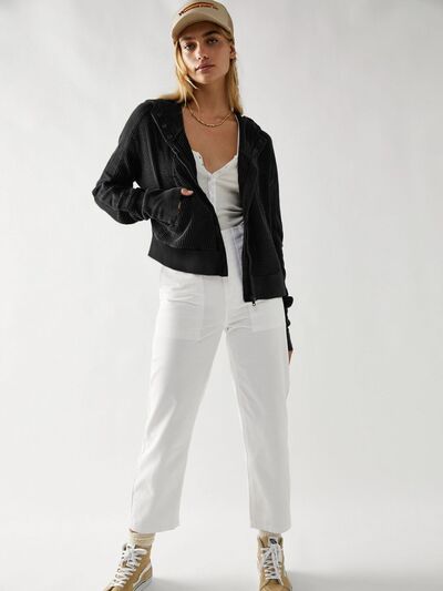 Waffle-Knit Dropped Shoulder Hooded Jacket - House of Cardwell