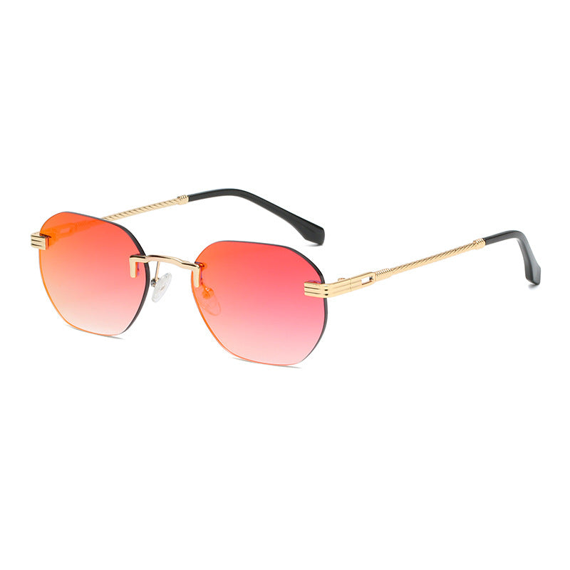 New Vintage Color Film Rimless Sunglasses For Men And Women Small Frame Street Hip-Hop Fashionable Sunglasses Trend Glasses eprolo