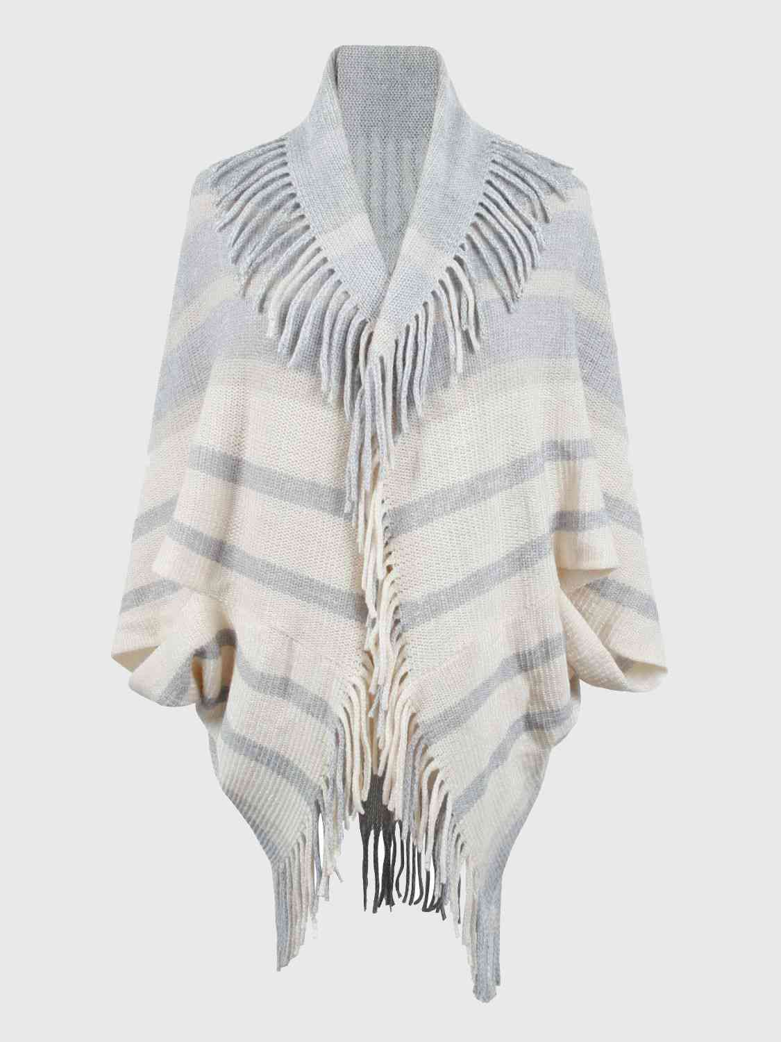 Fringe Detail Open Front Poncho - House of Cardwell