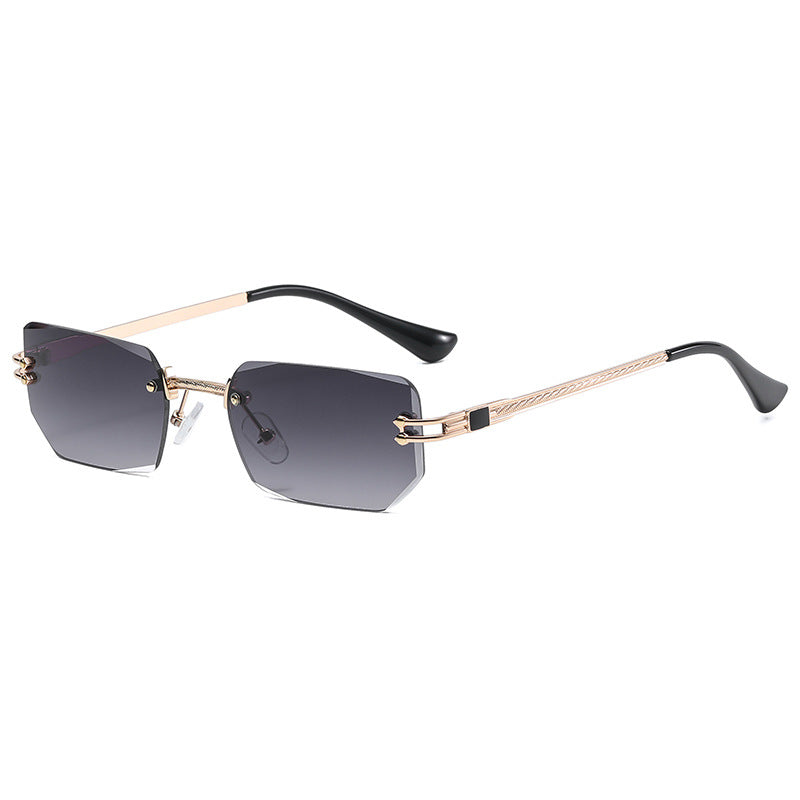 Polygon Cut Edge Rimless Sunglasses Women's Fashion Glasses Instagram Style Street Sunglasses eprolo