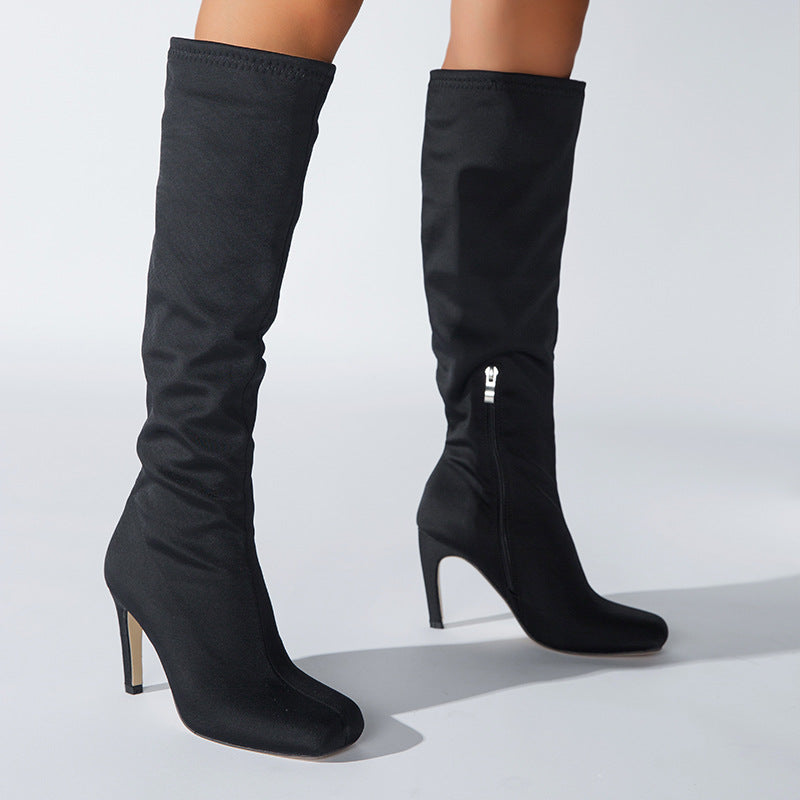 Oversized Widened Knee Length Boots High Rise Flat Bottomed New Type Of Thin Heel High Root Cavalry Boots eprolo