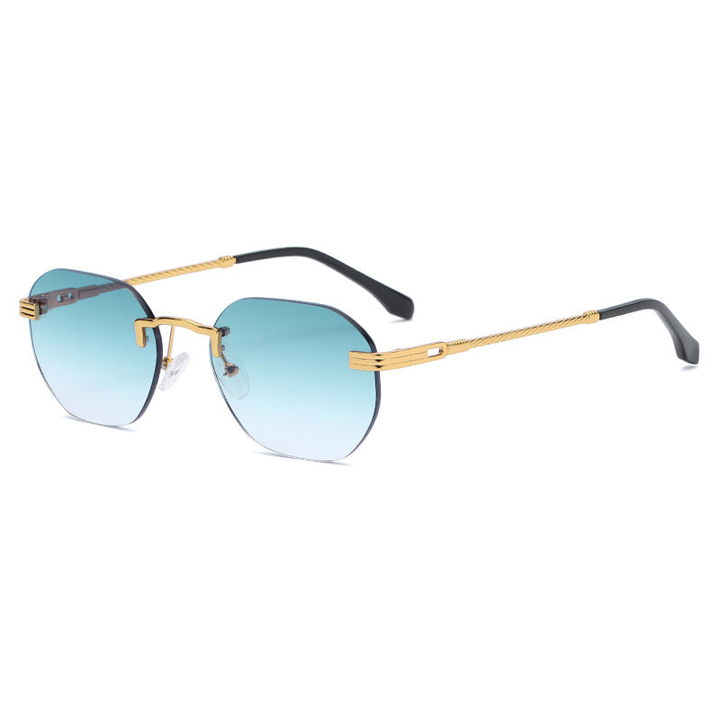 New Vintage Color Film Rimless Sunglasses For Men And Women Small Frame Street Hip-Hop Fashionable Sunglasses Trend Glasses eprolo