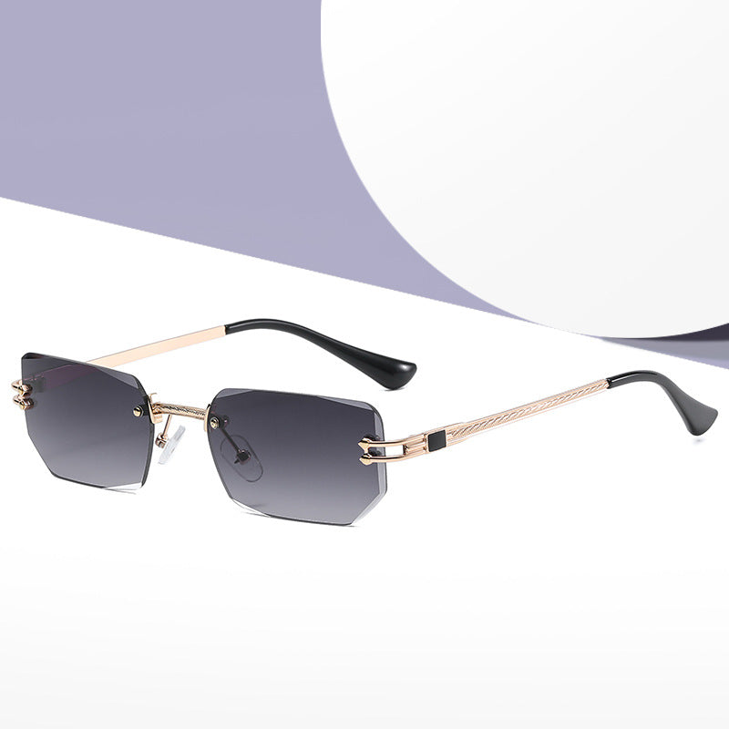 Polygon Cut Edge Rimless Sunglasses Women's Fashion Glasses Instagram Style Street Sunglasses eprolo