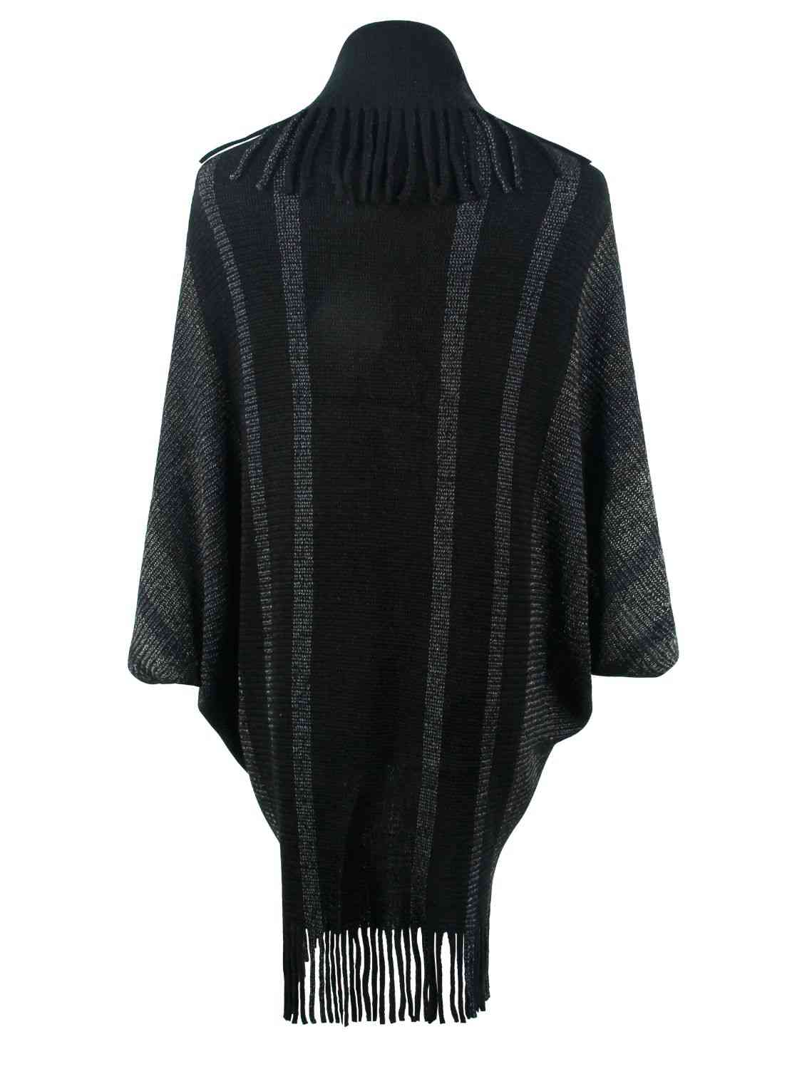 Fringe Detail Open Front Poncho - House of Cardwell