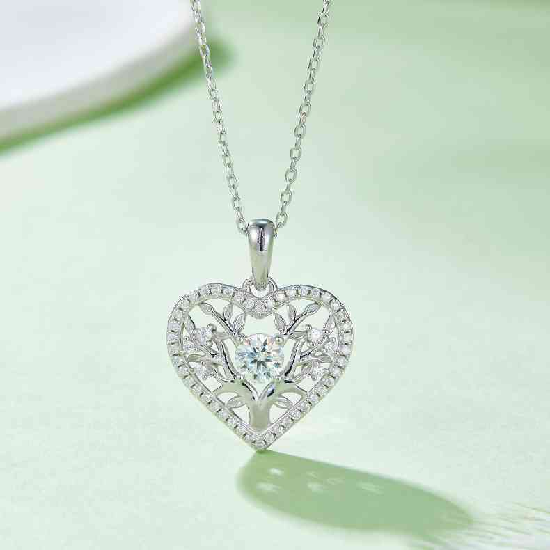 Moissanite 925 Sterling Silver Heart Shape Necklace Trendsi