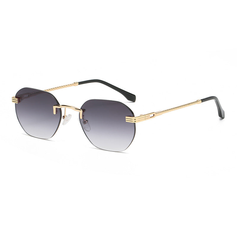 New Vintage Color Film Rimless Sunglasses For Men And Women Small Frame Street Hip-Hop Fashionable Sunglasses Trend Glasses eprolo
