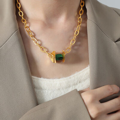 Natural Stone Pendant Titanium Steel Necklace - House of Cardwell