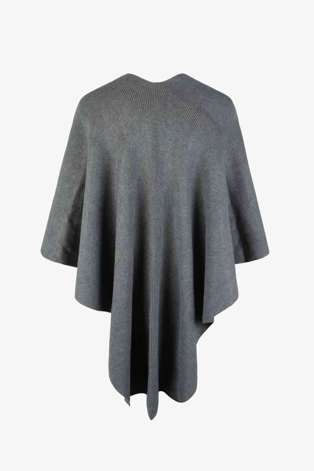 Surplice Neck Pom-Pom Trim Poncho - House of Cardwell