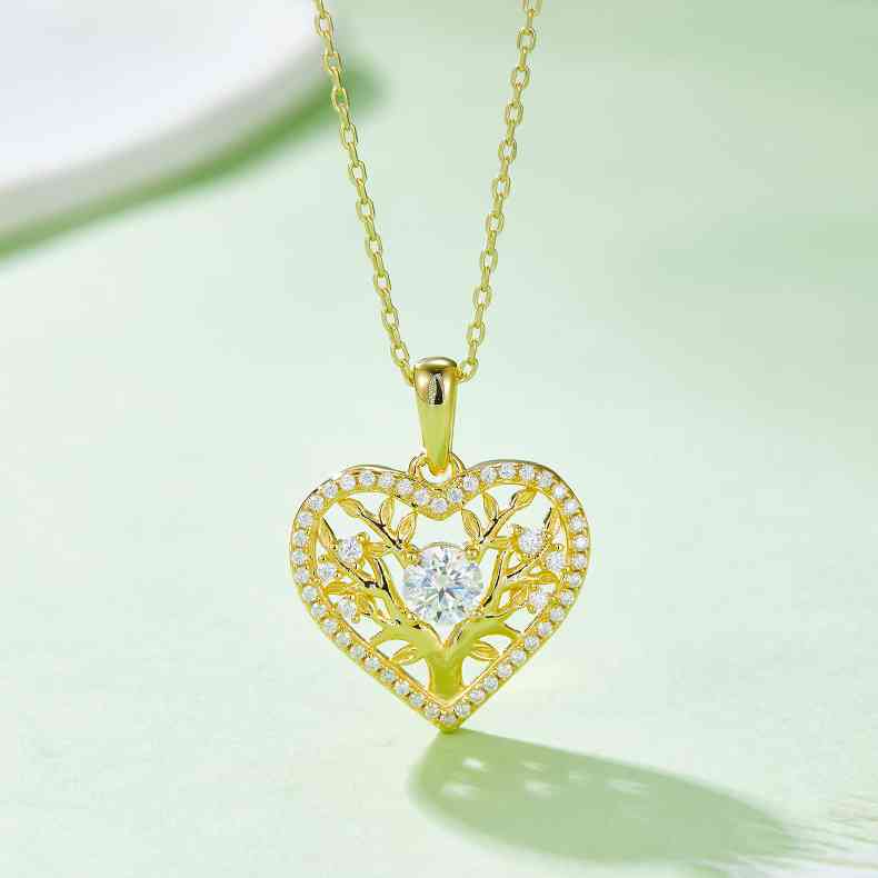 Moissanite 925 Sterling Silver Heart Shape Necklace Trendsi