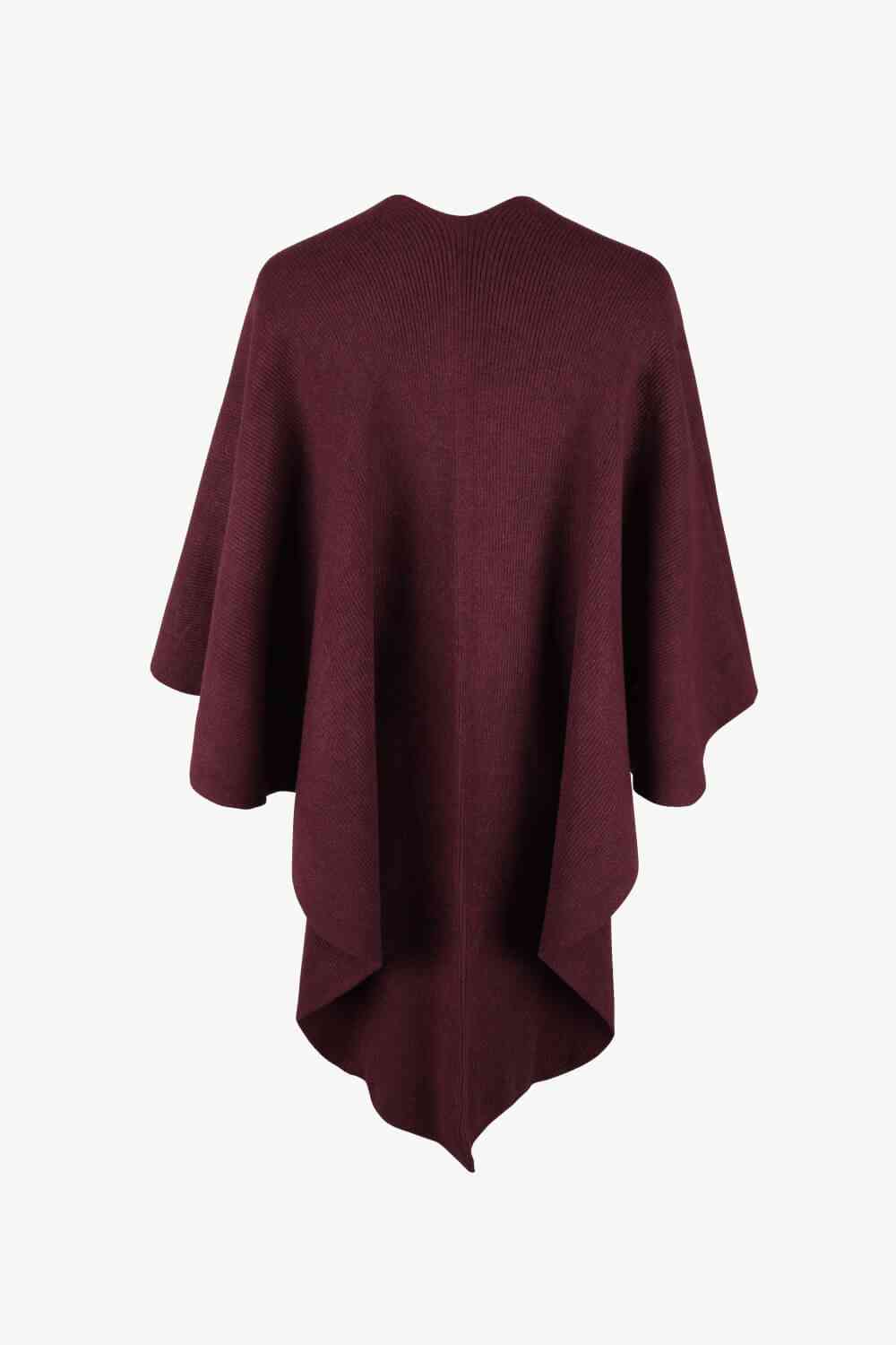 Surplice Neck Pom-Pom Trim Poncho - House of Cardwell
