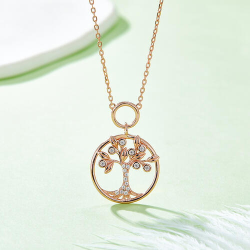 Moissanite 925 Sterling Silver Tree Of Life Pendant Necklace Trendsi