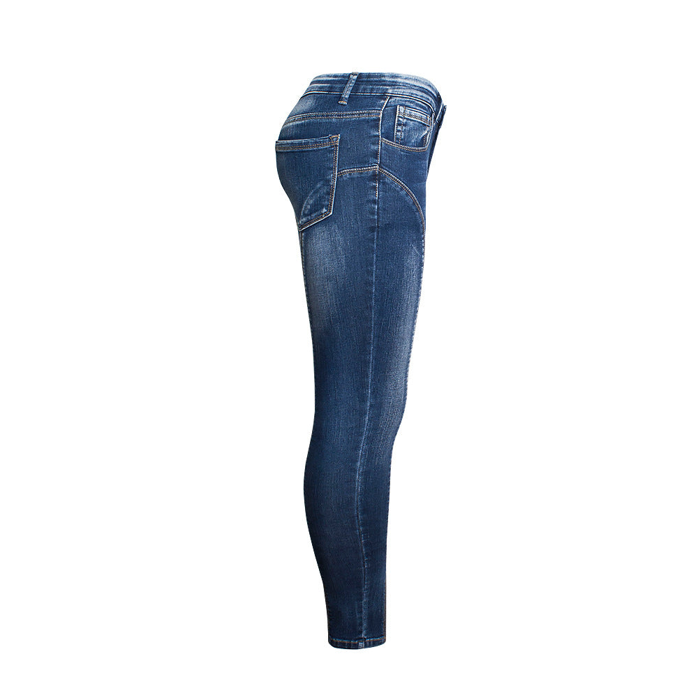 Jeans New Style Mid-Waist Elastic Split Hem Trendy High Quality Washed Nine-Point Jeans eprolo