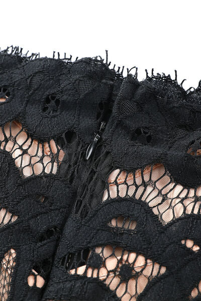 Off-Shoulder Long Sleeve Lace Dress - House of Cardwell