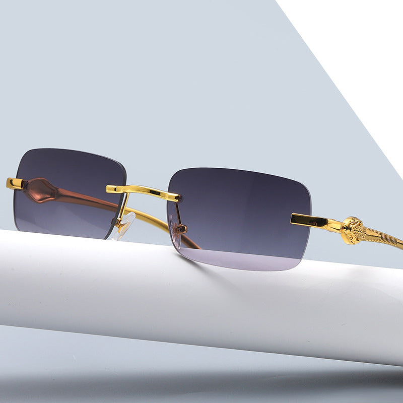 New Small Frame Small Square Glasses Metal Leopard Head Trendy Sunglasses eprolo