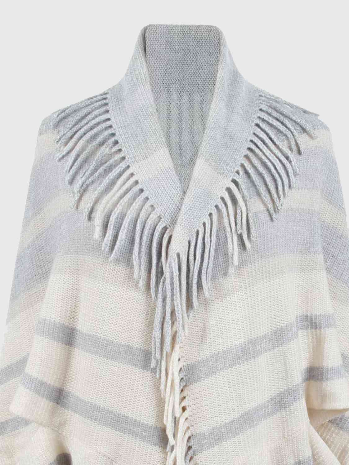 Fringe Detail Open Front Poncho - House of Cardwell