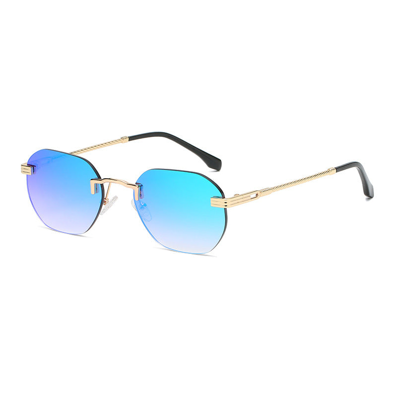 New Vintage Color Film Rimless Sunglasses For Men And Women Small Frame Street Hip-Hop Fashionable Sunglasses Trend Glasses eprolo