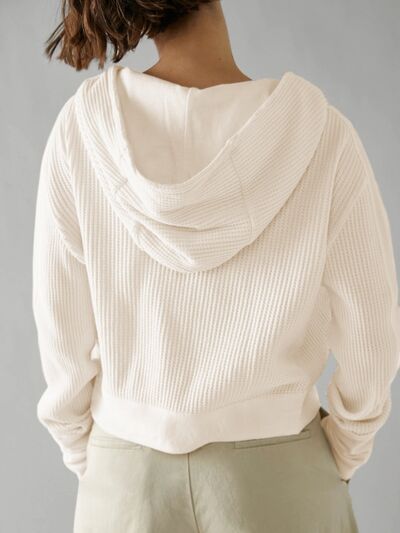 Waffle-Knit Dropped Shoulder Hooded Jacket - House of Cardwell