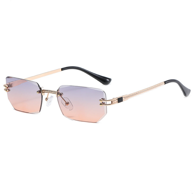 Polygon Cut Edge Rimless Sunglasses Women's Fashion Glasses Instagram Style Street Sunglasses eprolo