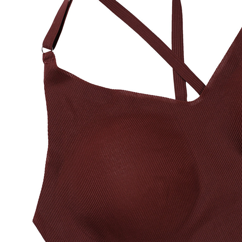 Sports Threaded Bra Sets Ladies No Steel Rings Gathering Beautiful Back Yoga Fitness Bra Sets eprolo