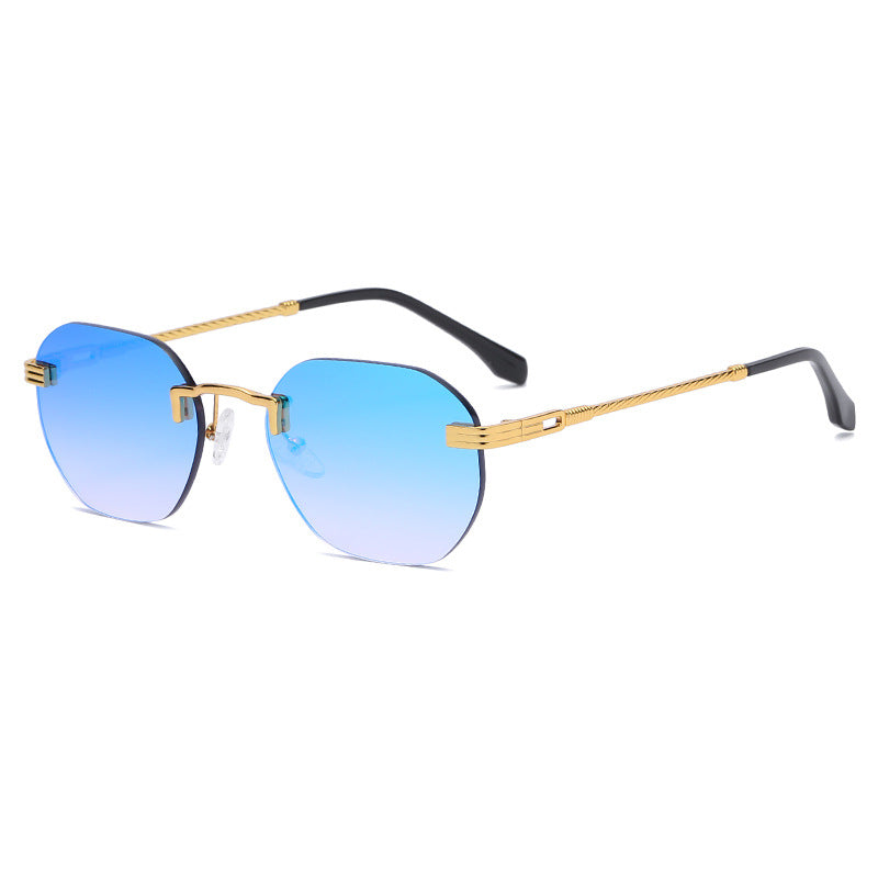 New Vintage Color Film Rimless Sunglasses For Men And Women Small Frame Street Hip-Hop Fashionable Sunglasses Trend Glasses eprolo