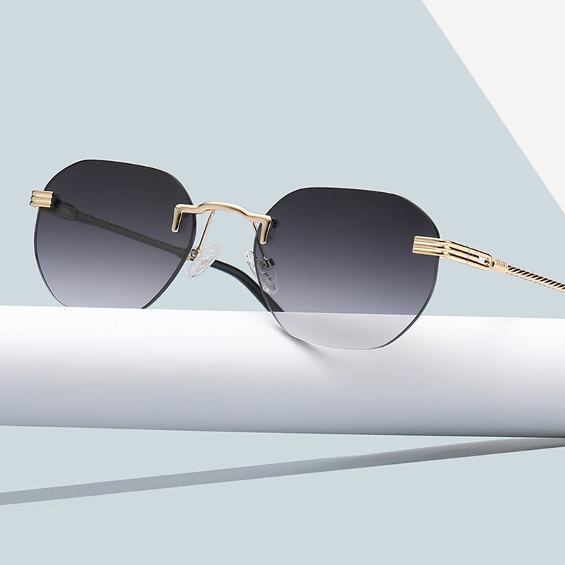 New Vintage Color Film Rimless Sunglasses For Men And Women Small Frame Street Hip-Hop Fashionable Sunglasses Trend Glasses eprolo