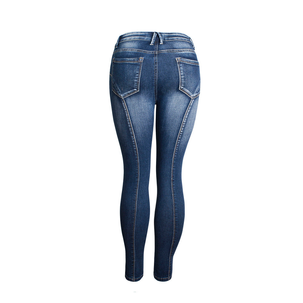 Jeans New Style Mid-Waist Elastic Split Hem Trendy High Quality Washed Nine-Point Jeans eprolo