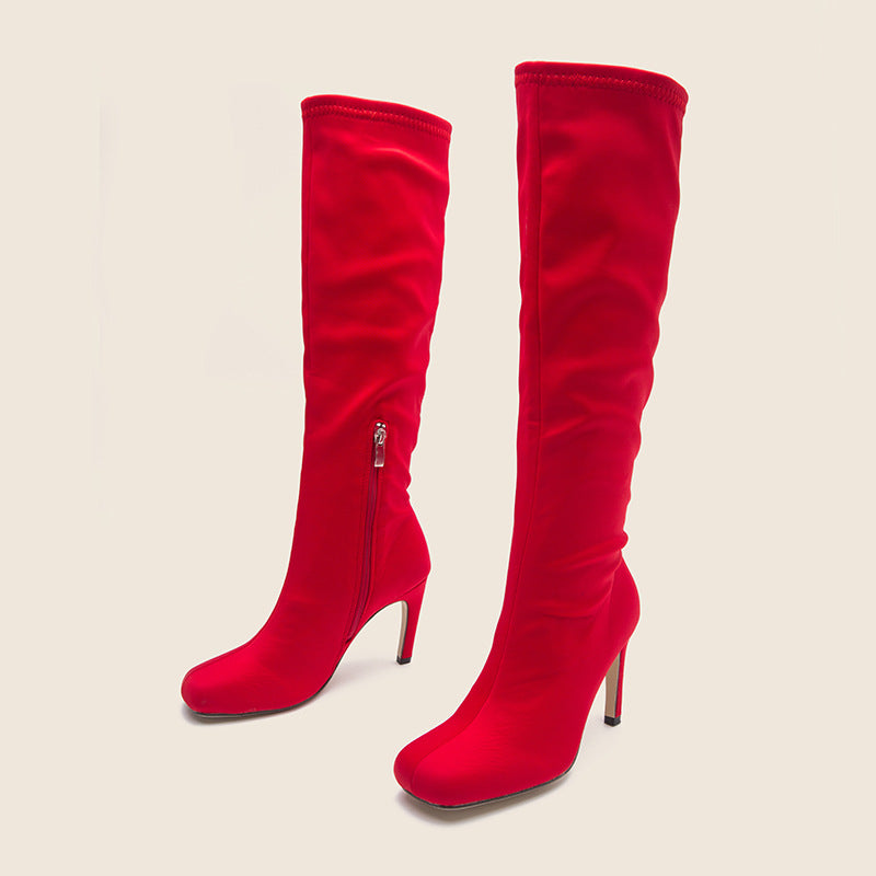 Oversized Widened Knee Length Boots High Rise Flat Bottomed New Type Of Thin Heel High Root Cavalry Boots eprolo