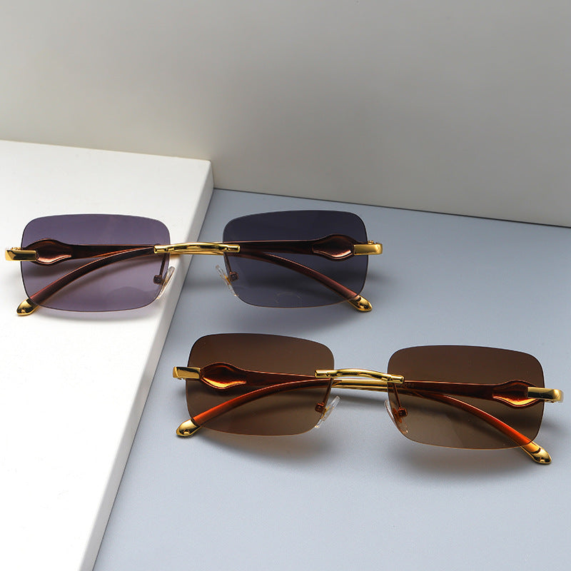 New Small Frame Small Square Glasses Metal Leopard Head Trendy Sunglasses eprolo