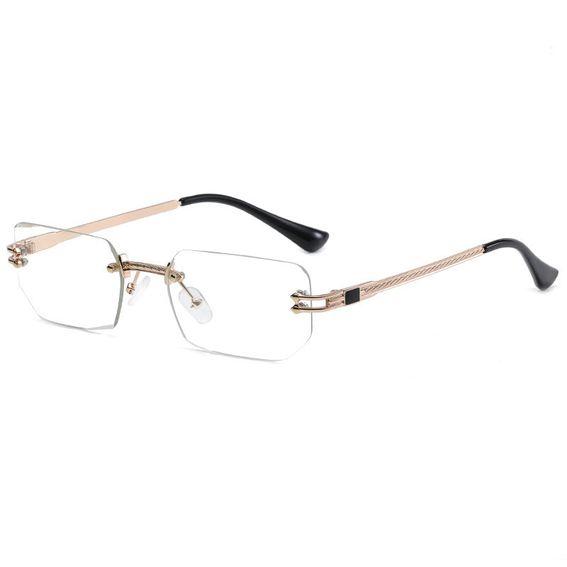Polygon Cut Edge Rimless Sunglasses Women's Fashion Glasses Instagram Style Street Sunglasses eprolo