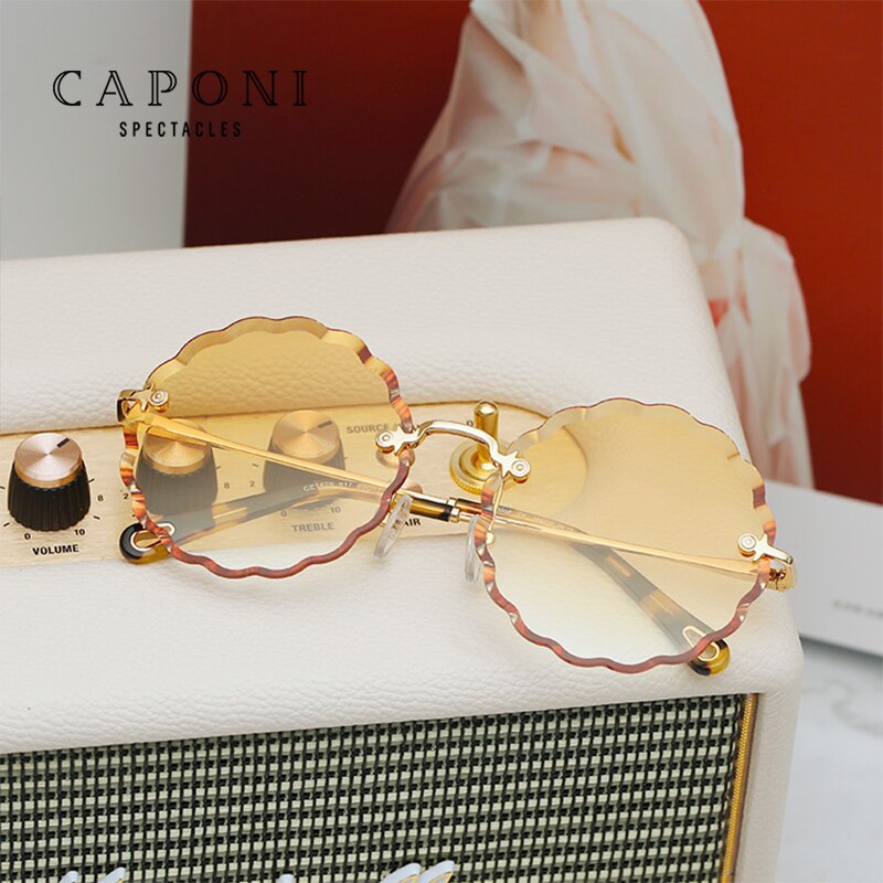 Rimless Sunglasses Women Rosie Flower Shaped Round Women's Fashion Gradient Glasses Trendy Vintage Designer Eyewear eprolo